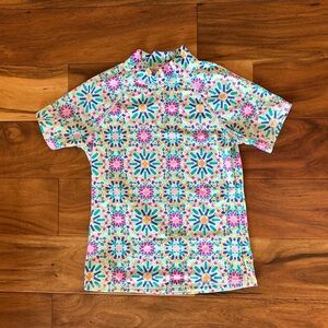 Lands' End Kids Swim Rashguard - Multicolor Mosaic size 10